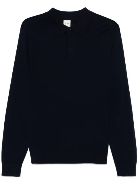Paul Smith merino-wool longsleeved polo shirt Blue M1R241ZP02093