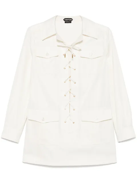 TOM FORD crossover-drawstring tunic White AB3452FAX1215
