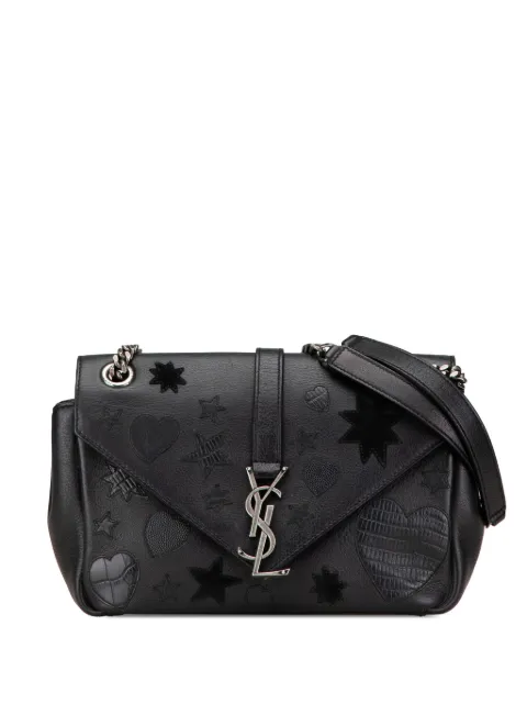 Saint Laurent Pre-Owned 2010-2024 Medium Monogram Heart Patchwork Chain Wallet crossbody bag Black QBPETE1056O7W4GM