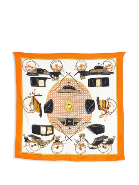 Hermès Pre-Owned 1990s Voitures A transformations by F. de la Perrière scarf Orange 15015897
