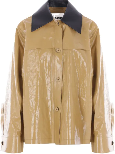 Jil Sander coated linen jacket Brown J02SW0012J60082