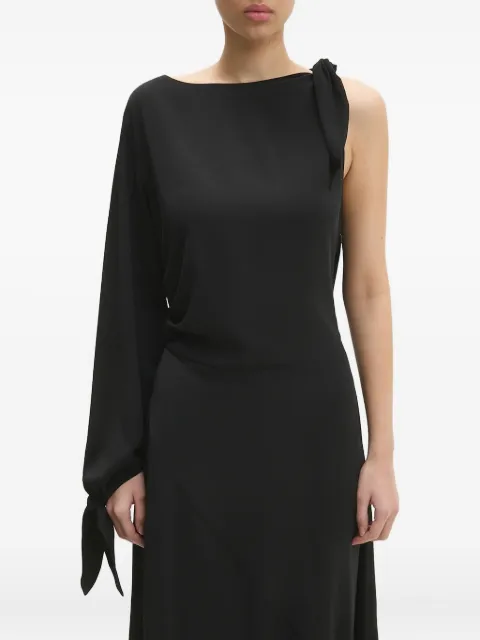 SAMSOE SAMSOE asymmetric-neckline one-sleeve midi dress Black F24400148
