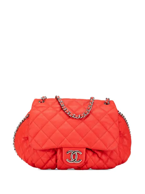 CHANEL Pre-Owned 2011 Large Quilted Lambskin Chain Around Flap crossbody bag Red RC120DZLPGWDUAI4