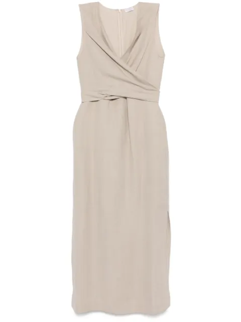 Brunello Cucinelli wrap-effect midi dress Neutrals MH126ABF34C3095