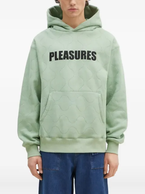 Pleasures quilted logo-patch hoodie Green P24W007