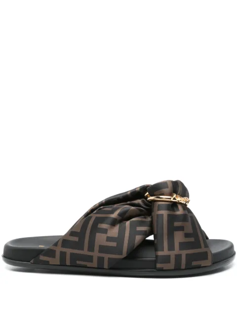 FENDI FF satin slides Brown 8X8645AE7S