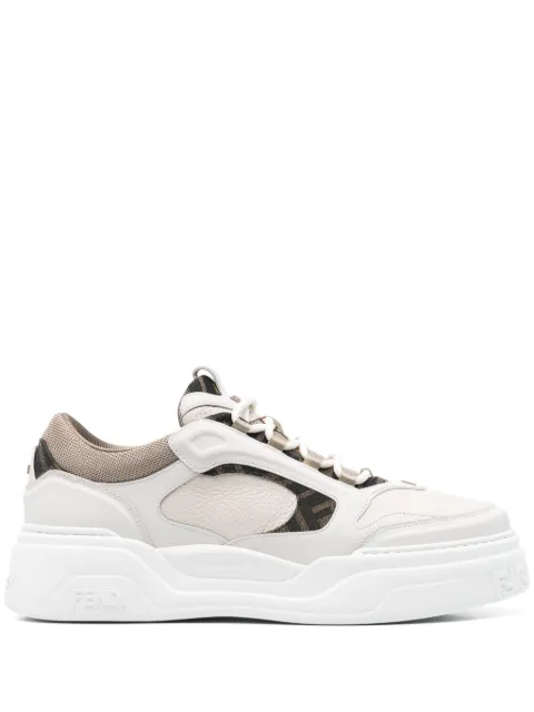 FENDI monogram-pattern panelled sneakers White 7E1728AU20