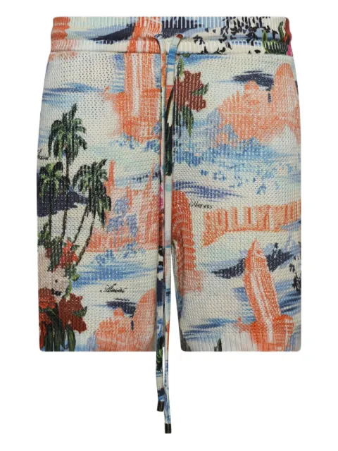 AMIRI Cityscape printed drawstring shorts Blue AMKNSH1040