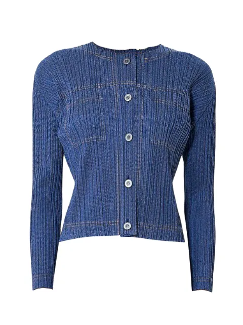 Pleats Please Issey Miyake denim-like jacket Blue PP56JC602