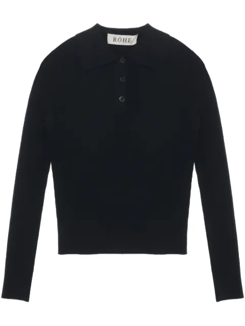 Róhe long-sleeve polo shirt Black 41423311
