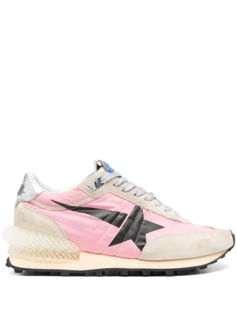 Golden Goose Marathon in pink nylon and beige suede with black printed star sneakers Pink GWF00684F006720