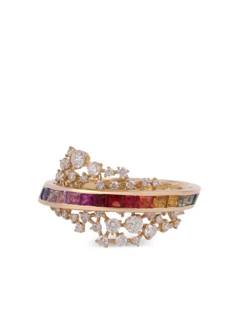 Ananya 18K yellow gold Scatter Energy diamonds and sapphire ring Gold HR590810
