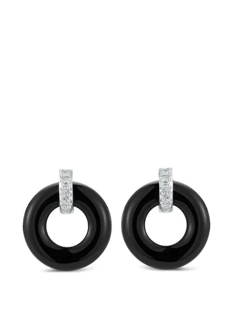Mateo door knocker donut earrings Black 14KTONYXDONUTANDDIAMONDDOORKNOCKEREARRINGS