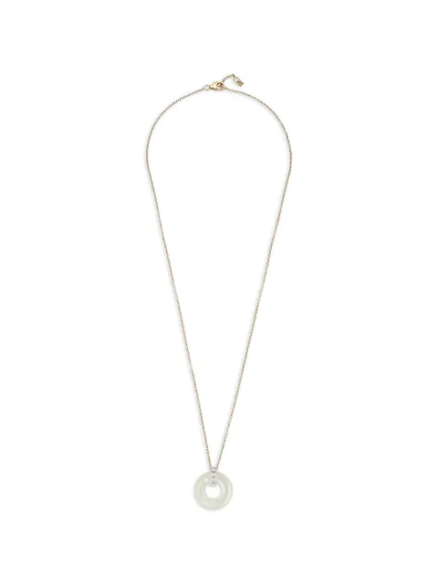 Mateo Door Knocker Donut mother of pearl and diamond necklace Neutrals 14KTMOTHEROFPEARLDONUTANDDIAMONDDOORKNOCKERNECKLACE