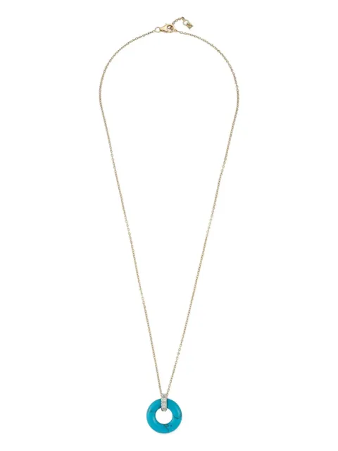 Mateo Donut diamond and turquoise necklace Blue 14KTTURQUOISEDONUTANDDIAMONDDOORKNOCKERNECKLACE