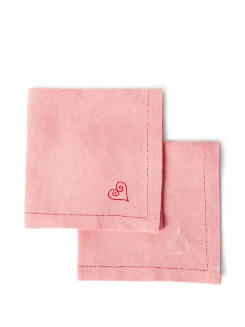 LAETITIA ROUGET heart-embroidered napkins (set of four) Pink 25LRTN02ANLS4
