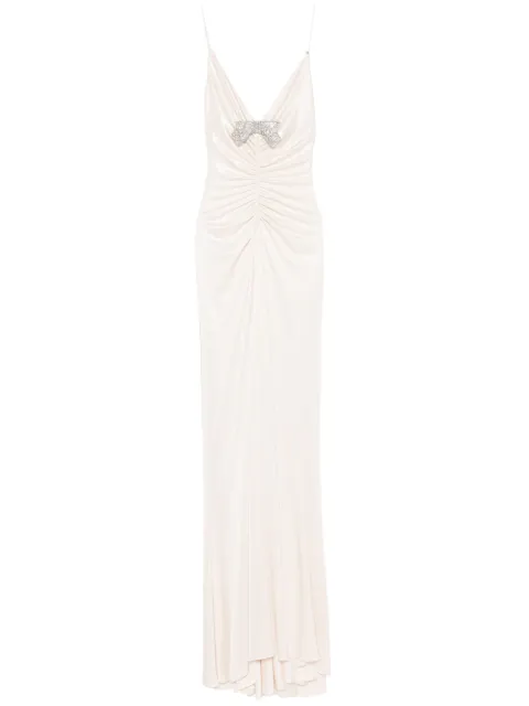 NISSA bow-detailed maxi dress Neutrals RS15842