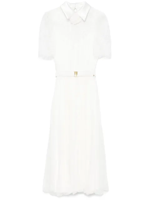 NISSA lace-detailed silk midi dress White RC15756WHITE
