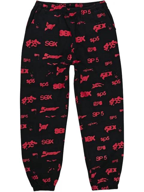 SP5DER graphic-print "Black" track pants Black P24FW24BLK