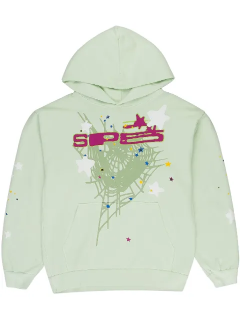 SP5DER graphic-print "Mint" hoodie Green SP5LIMEHD