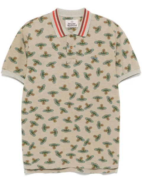 Vivienne Westwood logo print polo shirt Neutrals 2H010001J008U