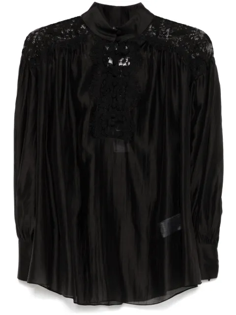 NISSA lace-detail blouse Black TOP15680