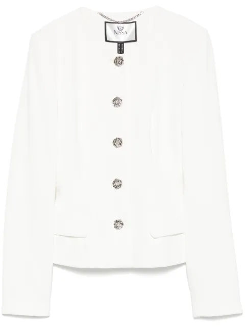 NISSA floral-buttons blazer White J15791WHITE