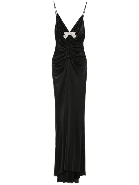NISSA bow-detailed maxi dress Black RS15842