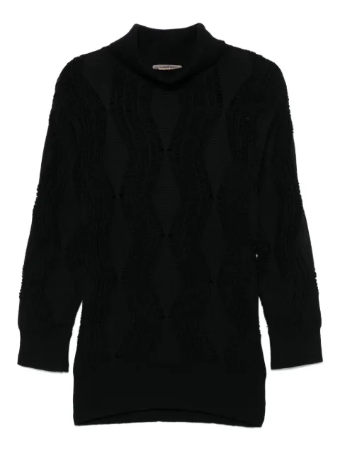 Issey Miyake Pre-Owned 1980s turtleneck textured sweater Black MIY1217