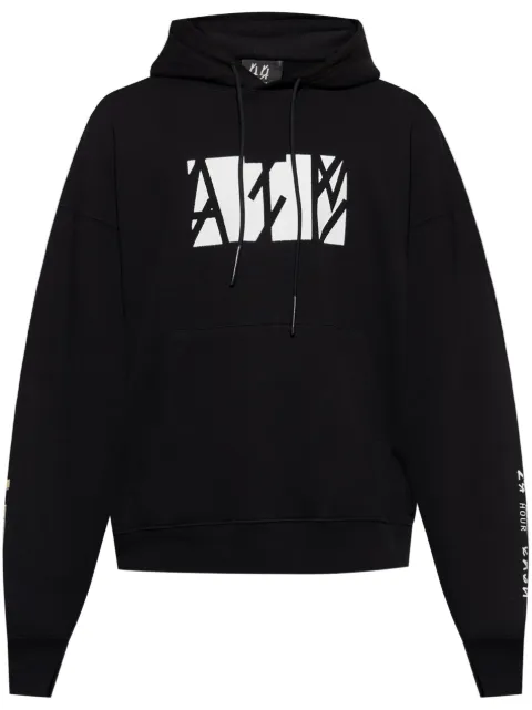 44 LABEL GROUP logo-print hoodie Black B0030576FA583