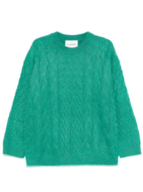 Closed cable-knit sweater Green C9646198E22