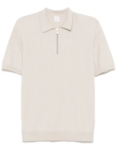 Eleventy cable-knit polo shirt Neutrals K76POLK11MAG2400302NNN