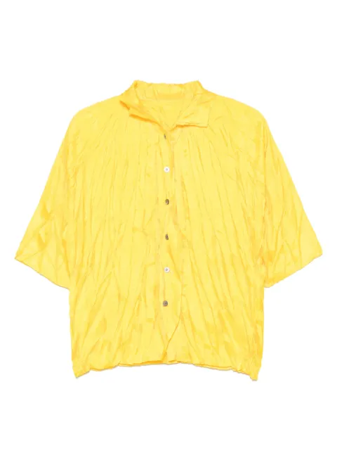 Issey Miyake Pre-Owned 2000s plissé-effect shirt Yellow HOLAMIY216