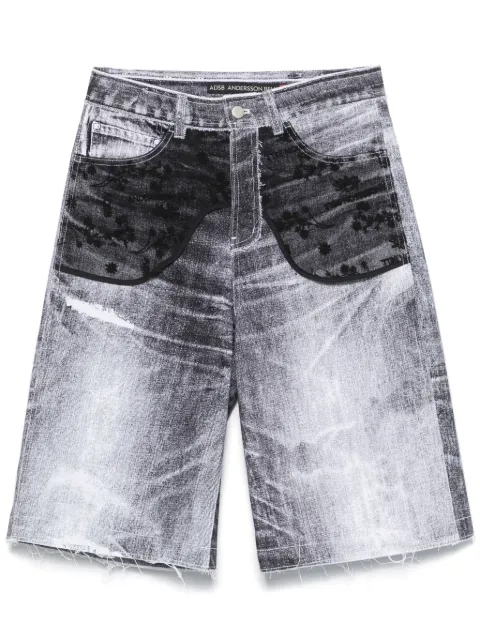 Andersson Bell lace-panels denim shorts White APA794W