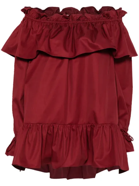 Saint Laurent ruffled cotton mini dress Red 820312Y3A99