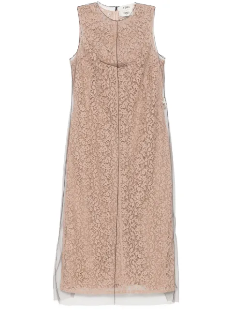 FENDI floral-lace midi dress Neutrals FDD298AUP7