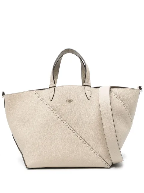 FENDI Selleria whipstitch leather tote bag Neutrals 7VA656AU4D