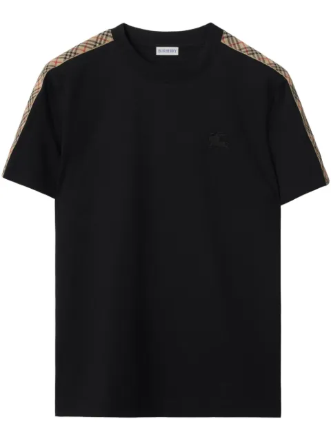 Burberry Check trim cotton T-shirt Black 8106248