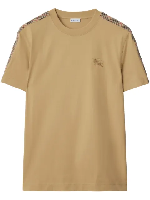 Burberry Check trim cotton T-shirt Neutrals 8106247