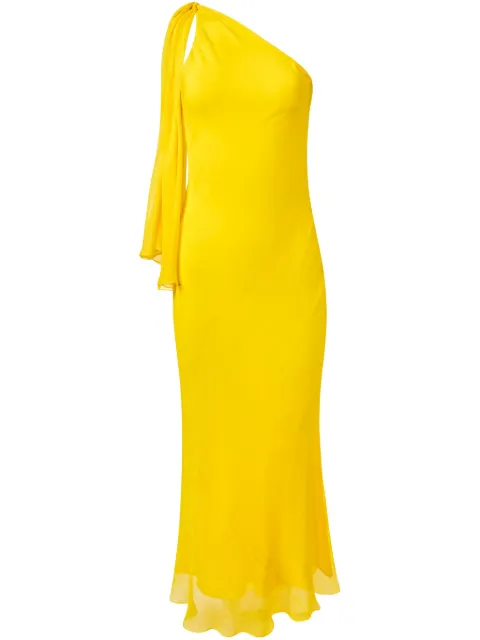 Alejandra Alonso Rojas one-shoulder silk dress Yellow D808ECHF