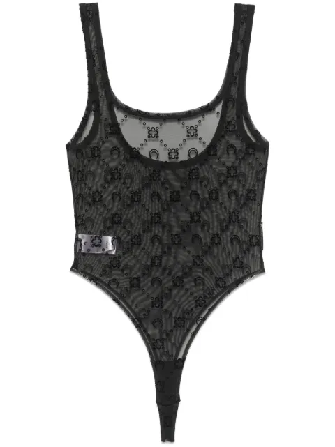 Marine Serre recycled mesh flock bodysuit Black WUW061ACJER0005