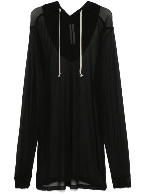 Rick Owens semi-sheer hoodie Black RR01E5285JCR