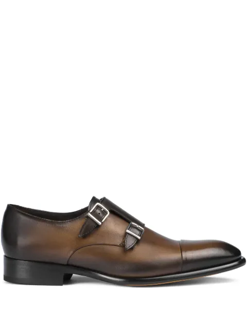 Doucal's leather double-buckle monk shoes Brown DU2743BERNUF159TM45