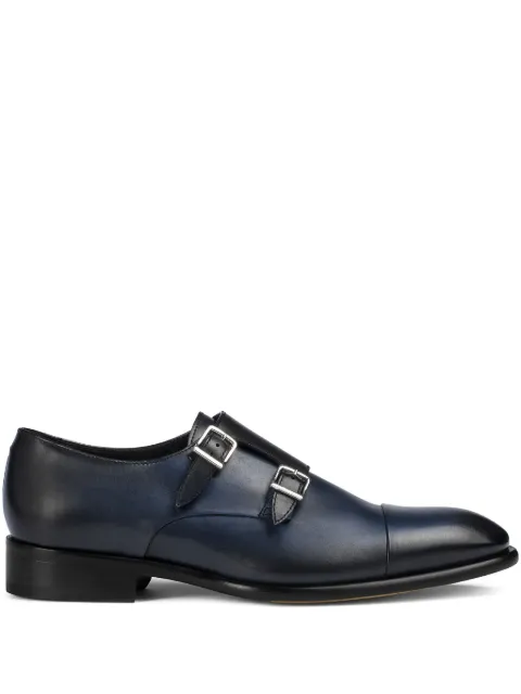 Doucal's leather double-buckle monk shoes Blue DU2743BERNUF159NB28