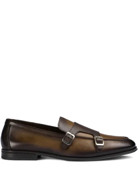 Doucal's leather double-buckle monk shoes Brown DU3384NOTTUY159TM45