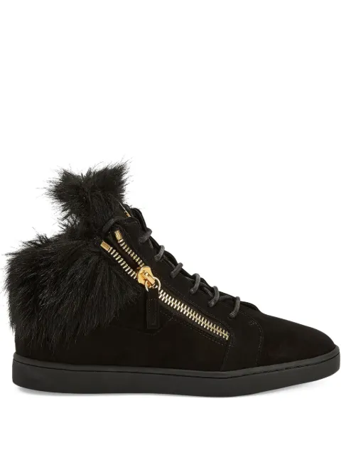 Giuseppe Zanotti Kriss fur-trimmed zip-up sneakers Black RW10069K10
