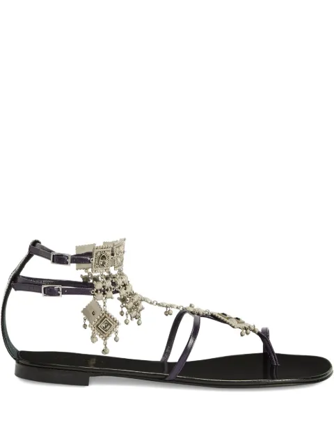 Giuseppe Zanotti Amira embellished leather flat sandals Purple E100045K05