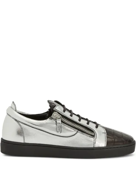 Giuseppe Zanotti Frankie metallic crocodile-effect sneakers Grey RU10071K28