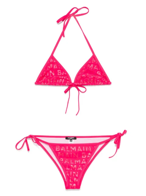 Balmain logo-print bikini Pink BKB901590