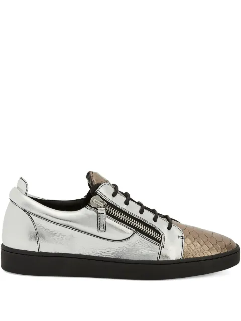 Giuseppe Zanotti Frankie leather zip-detail sneakers Silver RU10071K27